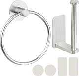 Tahbarshi Self Adhesive Toilet Paper Holder and Hand Towel Ring Set 304