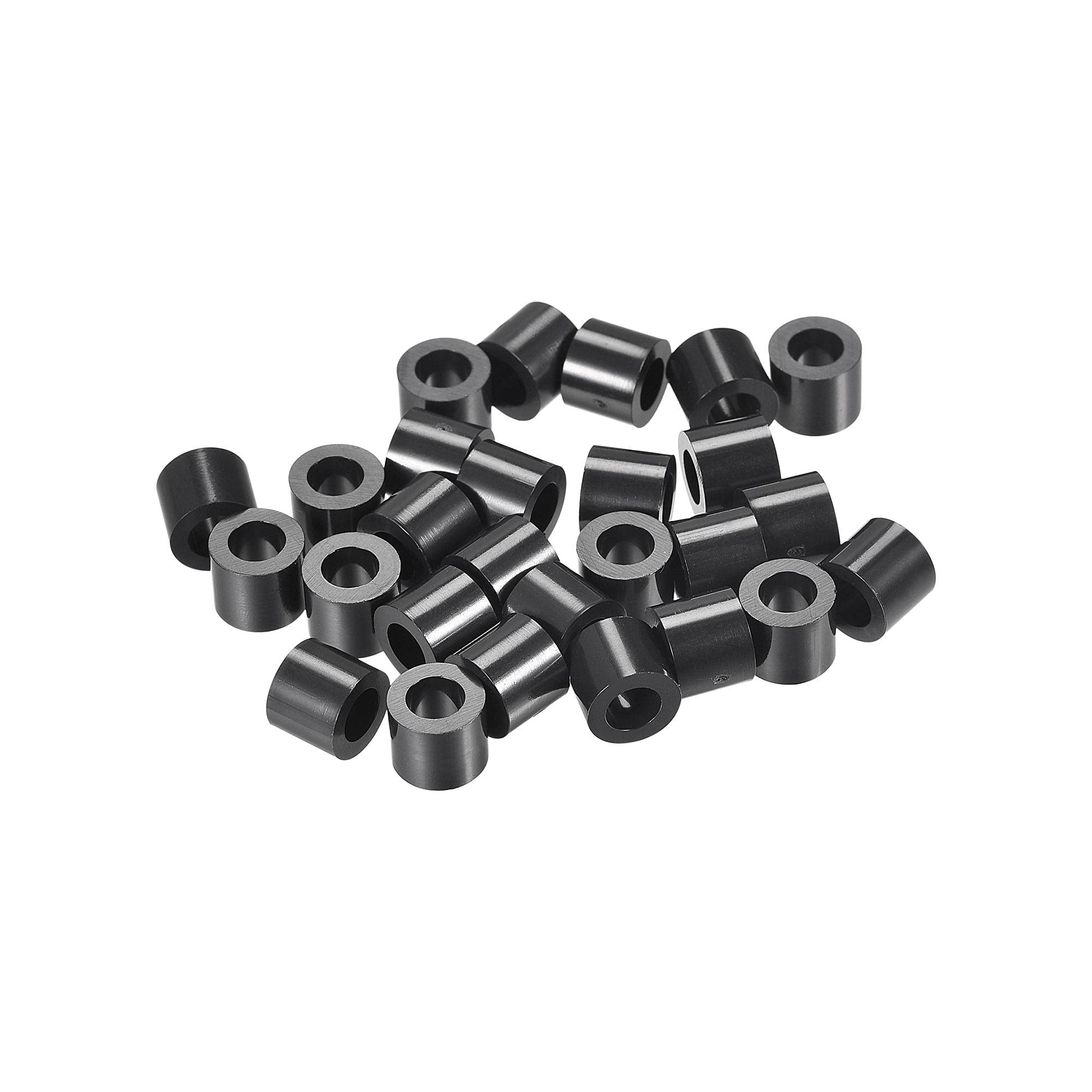 sourcing map ABS Round Spacer Washer ID 4.2mm OD 7mm L 6mm Plastic Standoff for 3D Printer TV Wall Mounting Electrical Outlet, Black, 300Pcs
