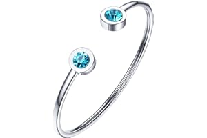 PROSTEEL Stainless Steel Birthstone Bracelet Jan - Dec Birthday,Jewelry for Women,fit Wrist from 5.5''-7.6'' in Circumference, Come with Box