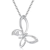 YEESIA Butterfly Necklace S925 Sterling Silver Gold Plated Neckalce Rose Gold Butterfly Neckalce Valentines Day Gifts for Women Girls Girlfriend Wife