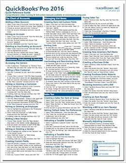 QuickBooks Pro 2016 Quick Reference Training Card - Laminated Tutorial Guide Cheat Sheet (Instructions and Tips), by TeachUcomp Inc QuickBooks Pro 2016 Quick Reference Training Card - Laminated Tutorial Guide Cheat Sheet (Instructions and Tips), by TeachUcomp Inc