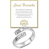 BEILIN Just Breathe Thumb Rings for Women 925 Sterling Silver Adjustable Inspirational Hope Ring Encouragement Gift