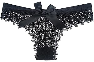Lace Thongs for Women with Bow Detail T Back Low Waist Seamless Panties Sexy V Shape for Everyday Wear