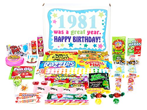 Woodstock Candy ~ 1981 38th Birthday Gift Box of Nostalgic Retro Candy from Childhood for 38 Year Old Man or Woman Born 1981