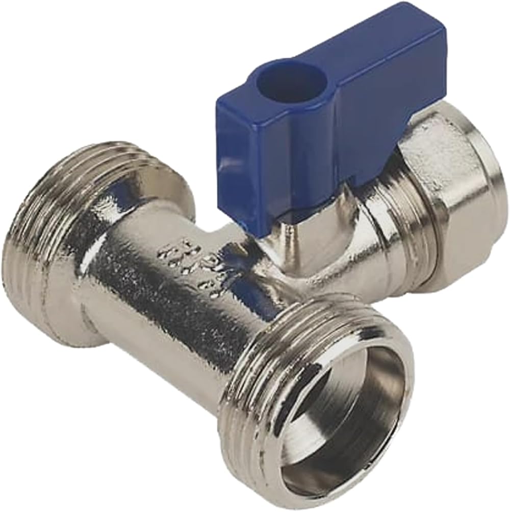 Pipestation Dual Appliance Valve 15mm x 3/4in Brass BSP Compression