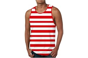 Men's Tank Tops Striped Quick Dry Sleeveless Beach Shirts Gym Workout T-Shirt Loose Fit Breathable Undershirt Tees