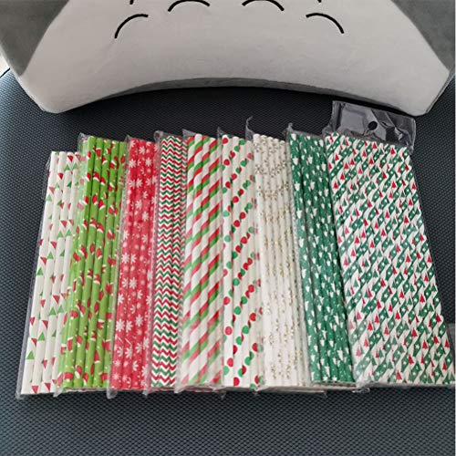 Cabilock 9 Sets Papier-Trinkhalme mit Weihnachtsmotiv, Einweg-Papier-Trinkhalme für Weihnachten, Geburtstag, Party (25… – Bild 4