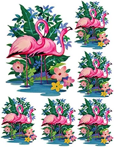 Pink Flamingo Vintage Retro WaterSlide Decals for Furniture , Ceramics, Metal , Glass Etc. (Clear Background)