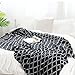 MOMA 100% Cotton Black Cable Knit Throw Blanket for Couch Bed Sofa Chair, Black White Stripe Reversible Decorative Knitted Blankets,51