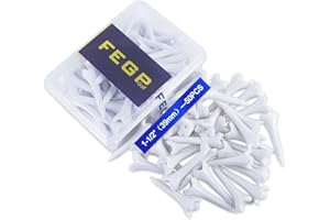 FEGP GOLF 1 ½” Plastic Golf Tees - These Short Golf Tees are Perfect for Irons, Hybrids, Par Threes, Low Profile Woods, and The Driving Range -Pack of 50 Bulk White Durable 4 Prongs Plastic Tees