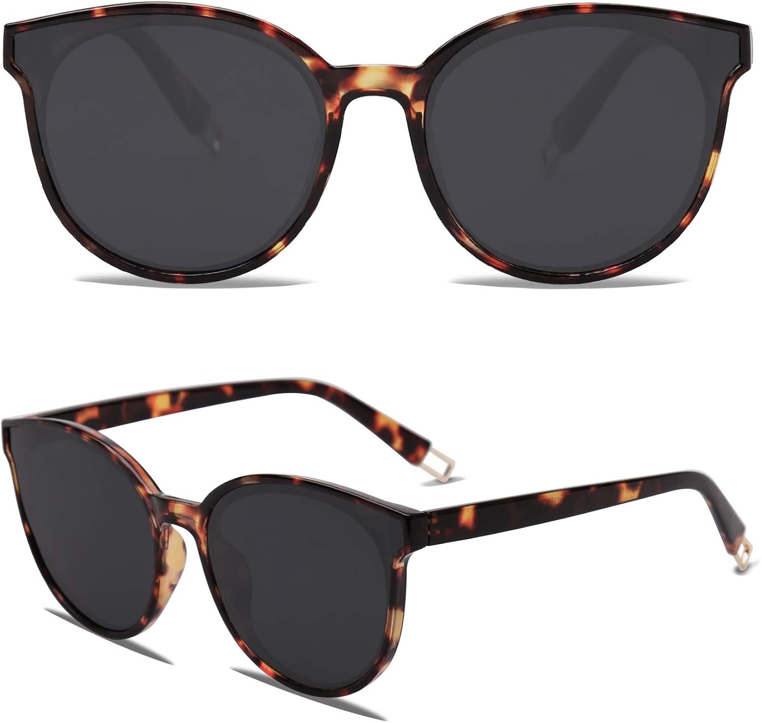 SOJOS Fashion Round Sunglasses for Women Men Oversized Vintage Shades SJ2057 with Tortoise Frame/Grey Lens: Clothing