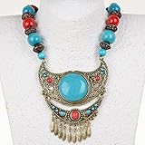Unique Wood Beaded Hollowed Enamel Resin Lucite Antique Necklace Pendant
