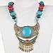Unique Wood Beaded Hollowed Enamel Resin Lucite Antique Necklace Pendant