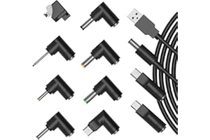 IBERLS USB to DC 5V Power Cable, Universal 5.5 x 2.1mm Charging Cord Camera MP3 MP4, with 10 Connector Plug Jack 5.5x2.5, 4.8x1.7, 4.0x1.7, 4.0x1.35, 3.5x1.35, 3.0x1.1, 2.5x0.7, Micro USB, Type-C