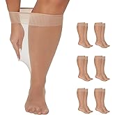 Yilanmy Plus Size Knee High Socks for Women Nylon Sheer Trouser Socks 6Pairs