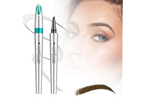 KRUGGO Magic Eyebrow Pencil, Upgraded 3D Waterproof Microblading Eyebrow Pencil Contouring Pen, 4 Tipped Precise Brow Pen, Natural Fine Stroke Microblading Eyebrow Pencil (B-Dark Brown)