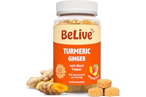 BeLive Turmeric Curcumin with Black Pepper & Ginger - 500 mg of Turmeric and Ginger Supplement for Immune Support, Healthy Skin, and Mobility - Tropical Flavor | 60 Count