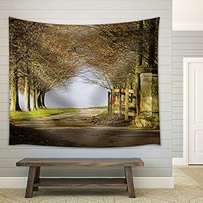 Park Entry Gate in Winter, England, UK - Fabric Wall Tapestry Home Decor - 51x60 inches