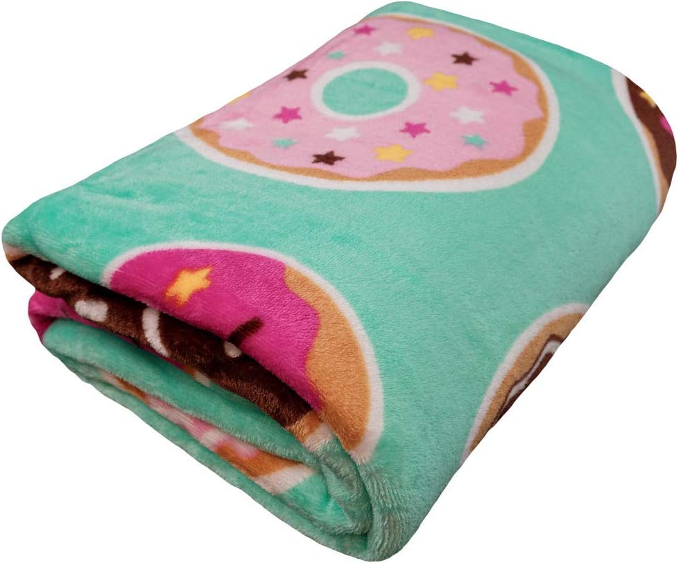 Donut Day Dreams Super Soft Throw Blanket - 50x60 Throw Blanket for Bedroom, Living Room, Spring Time, Holidays, Kids, Babies, Adults & Decor, Gifts Blue Donuts Blanket