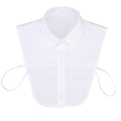 Imposes Damen Abnehmbar Kragen Halb Bluse Shirt Krawatte Stilvolle Schwarz Weiß Hemdkragen mit Knopfleiste