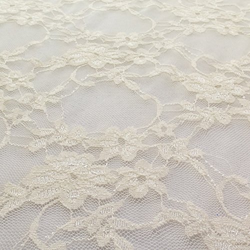 Giselle Stretch Floral Lace 58 Inch Wide Fabric by the Yard (F.E. (Ivory)