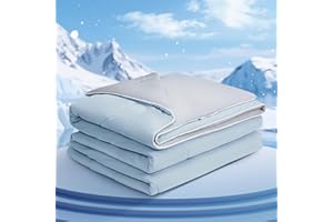 COHOME Cooling Comforter Queen/Full, Cooling Blanket for Hot Sleeper and Night Sweats, Cold Touch Fabric Absorbs Body Heat, Double-Sided Cool Design Soft Fluffy (Blue, (90"x90"))