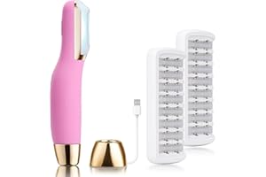 CEVEK Sonic Dermaplane Razor for Women Face, Dermaplaning Tool for Face, Facial Hair Removal for Women, Sonic Edge Technology, Peach Fuzz with 16 Replaceable Blades(Pink)