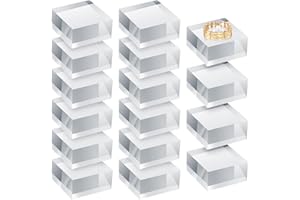 Remerry 16 Pcs Clear Acrylic Cube Blocks Square Display Block Clear Polished Acrylic Stamp Blocks Jewelry Display Stand Ring Showcase Holder Base(2 x 2 x 1 Inch)