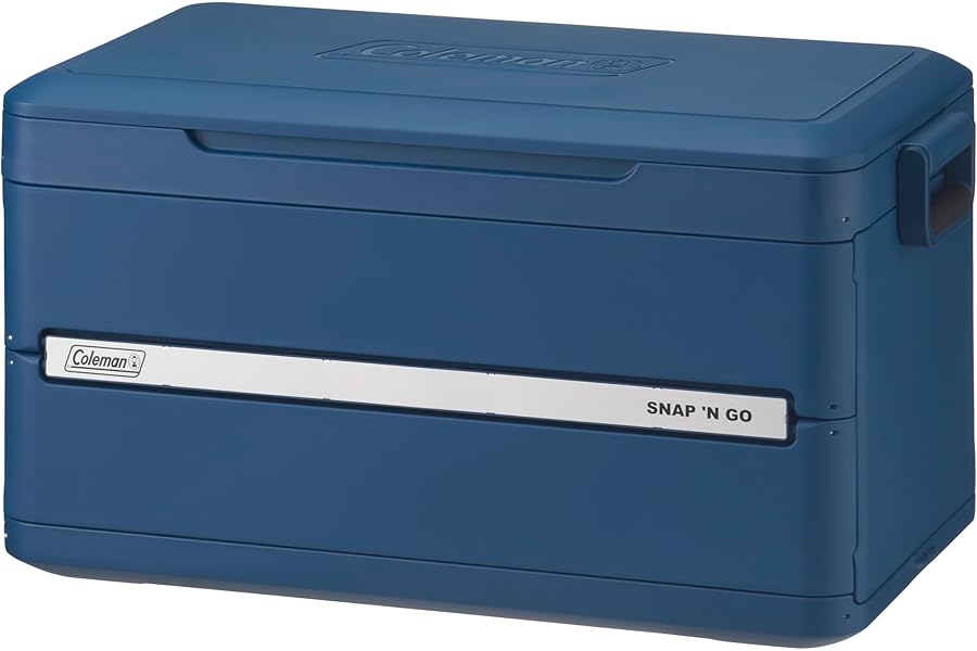 Coleman Snap 'N Go 55-Quart Collapsible Hard Cooler, Portable Hard-Sided Cooler with Waterproof Removable Liner, Space-Saving & Quick Set Up, 64 Hours Cold, Sapphire Blue