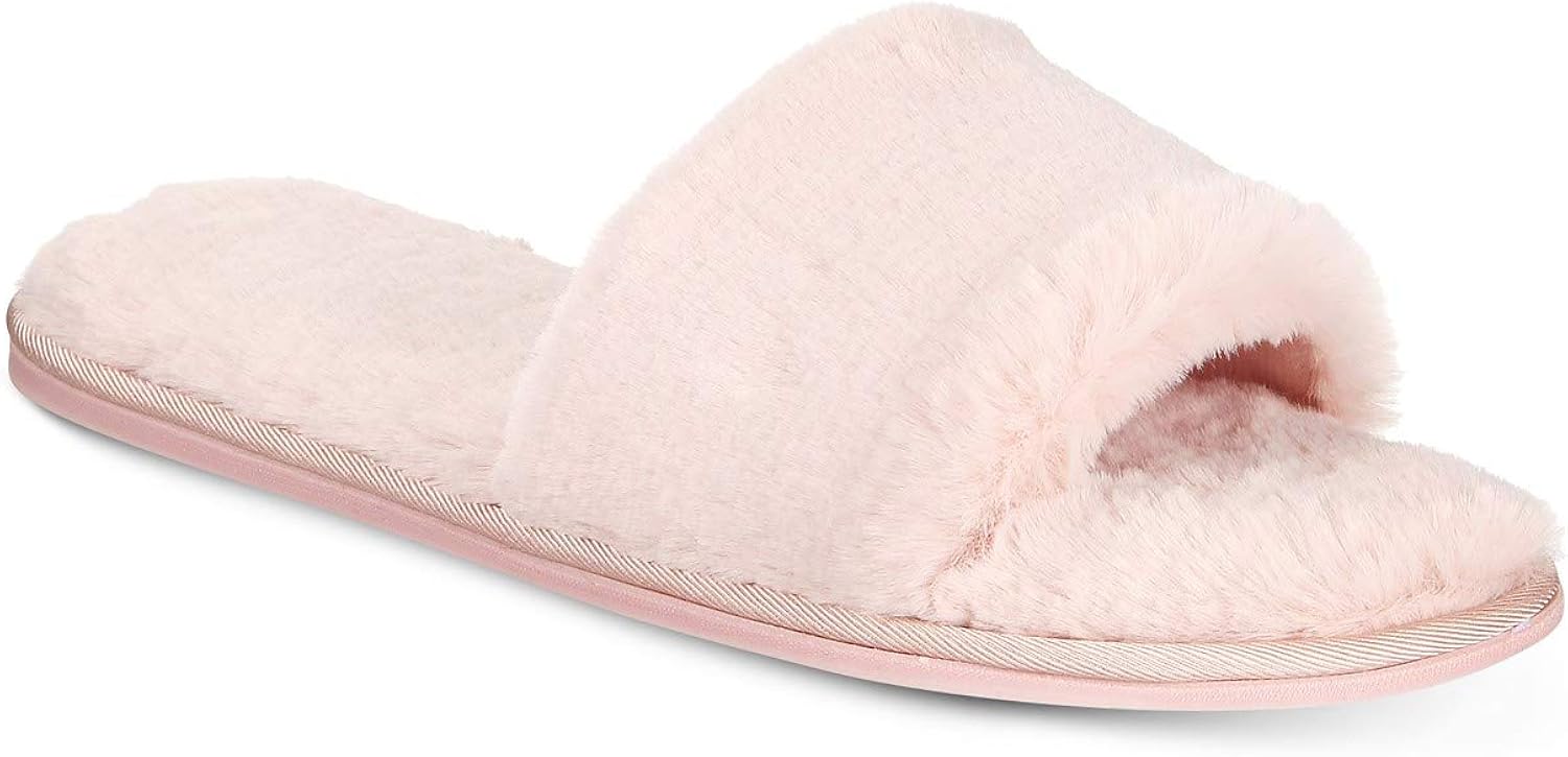 pink faux fur slippers