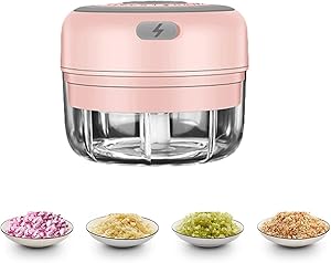 Electric Mini Garlic Chopper Portable Food Meat Dicers, Wireless Slicer Spice Grinder Rechargeable Mincer Blender Mixer, Kitchen Gadget Masher for Onion Chili Pepper (100ML)