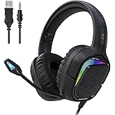 Black Shark Wired Headphones Bendable Ultra Clear Microphone On Ear Headsets, 50MM Dynamic Drivers Deep Bass in Line Control Gaming Earphones for Xbox/Switch/PS4/PS5/Computer