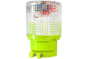 Aolyty Solar Strobe Warning Light 360 Degree Super Bright Waterproof IP48 for Construction Traffic Dock Marine Light Control Flashing (White)