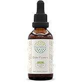 HerbEra Elder Flowers B60 Alcohol-Free Herbal Extract Tincture, Concentrated Liquid Drops Natural Elder Flowers (Sambucus Nigra) Dried Flowers (2 fl oz)