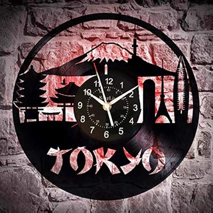 Jxcdnb Disque Vinyle De Premier Plan Horloge Murale Decoration Murale Idees De Decoration Pour Les Parents Masculins Et Feminins Conception D Art Unique Dans La Ville Amazon Fr Cuisine Maison