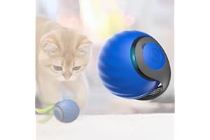 Fululuer Speedy Tail 2.0 Cat Toy,Interactive Cat Toys for Indoor Cats with Tail,Smart Cat Toys Ball,Automatic Cat Rolling Ball Toy,Cat Ball Toy,Two Speed Adjustment,Cat Self Moving Toy(Blue)
