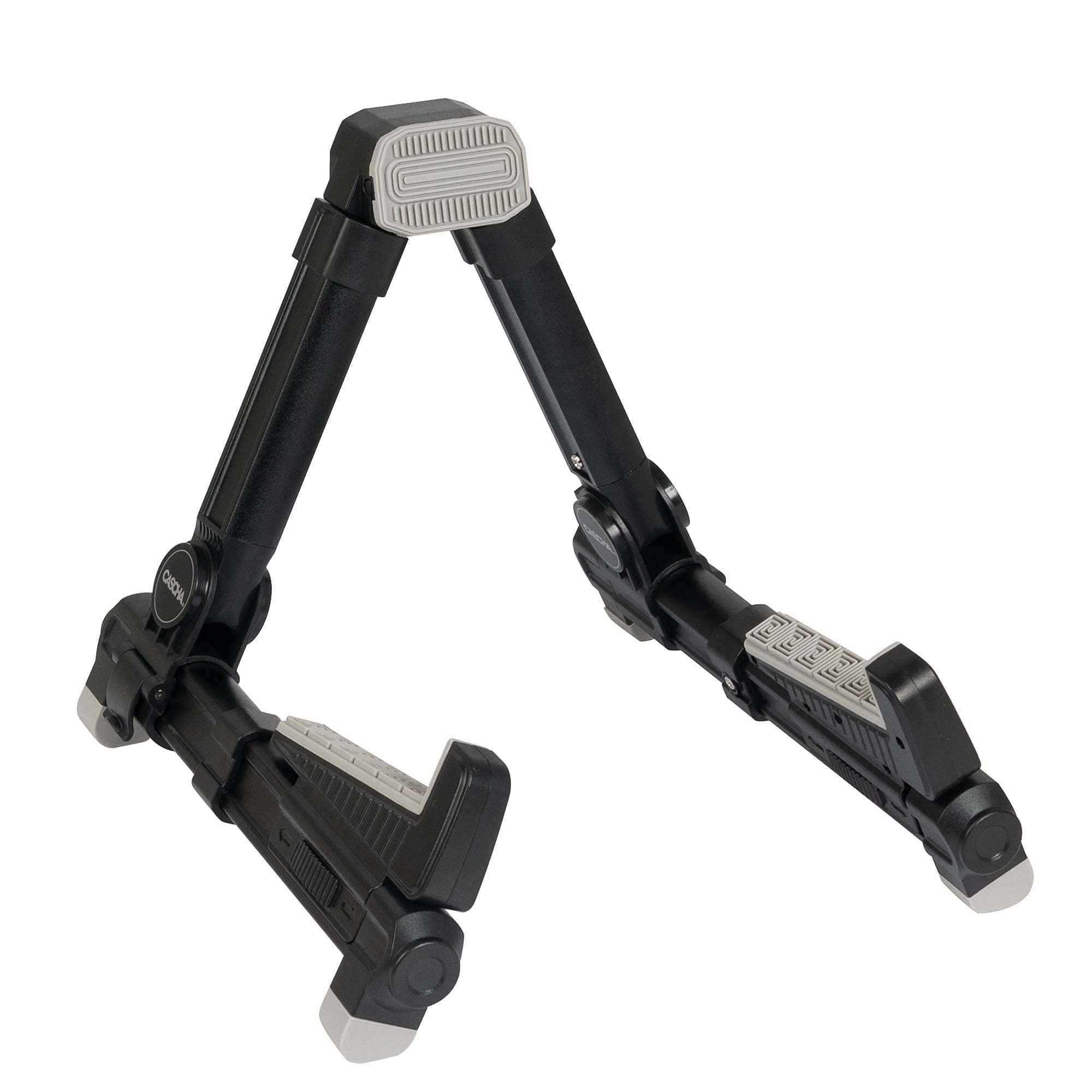 CASCHA Aluminium ukulele stand adjustable stand foldable I Ukulele holder A-shape non-slip rubber feet aluminium stand I Concert ukulele stand black I Holder for ukulele for children
