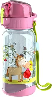 HABA 304485 - Trinkflasche Vicki & Pirli, 400ml Kinder-Trinkflasche mit Pferde-Motiv in Rosa für Kindergarten oder Schule, bpa freier Kunststoff, spülmaschinenfest