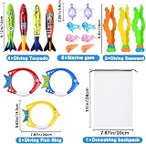 DTYDECLE 18pcs Diving Pool Toys Set: Rings Torpedoes Seaweed Gems view 2