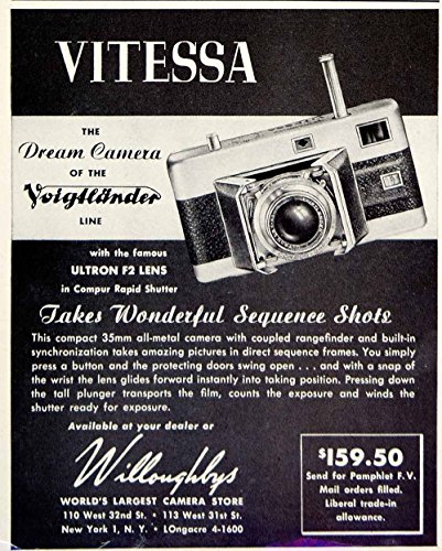 1952 Ad Vitessa Camera Photography Voigtlander Line Lens Ultron F2 Image YFT9 - Original Print Ad