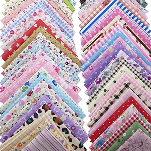 levylisa 25 Pieces Pre Cut Assorted Colours Cotton Printed Quilting Fabric Patchwork Fabric Patchwork Quilting Sewing Fabric Patchwork Flower Dots DIY Sewing Quilting Handmade Craft 8 x 8inches