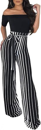 striped romper long pants