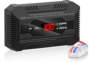 CHTOOCY RV Carbon Monoxide and Propane Gas Detector Alarm, LP/CO Leak Alarm with Separate LED Indicator Light,Carbon Monoxide 85dB Safe Warning to Ensure Boat RV Camping Safety Travel, 12 VDC- Black