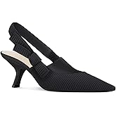 Coutgo Womens Slingback Kitten Heels Closed Pointed Toe Bowknot Knitted Slip On Work Pumps Dress Shoes