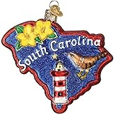 Old World Christmas State of South Carolina Glass Blown Ornament for Christmas Tree, Handcrafted Holiday Decoration, States Collection