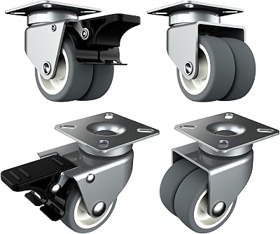 HOLKIE Heavy Duty 50mm Castors Set of 4 with 2 Brakes 400KG Capacity