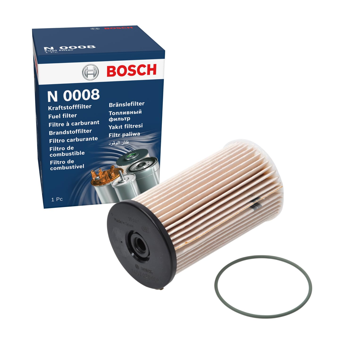 Bosch N0008 Car Diesel Filter - Separates Particles and Water from Fuel - Protects the Injection System