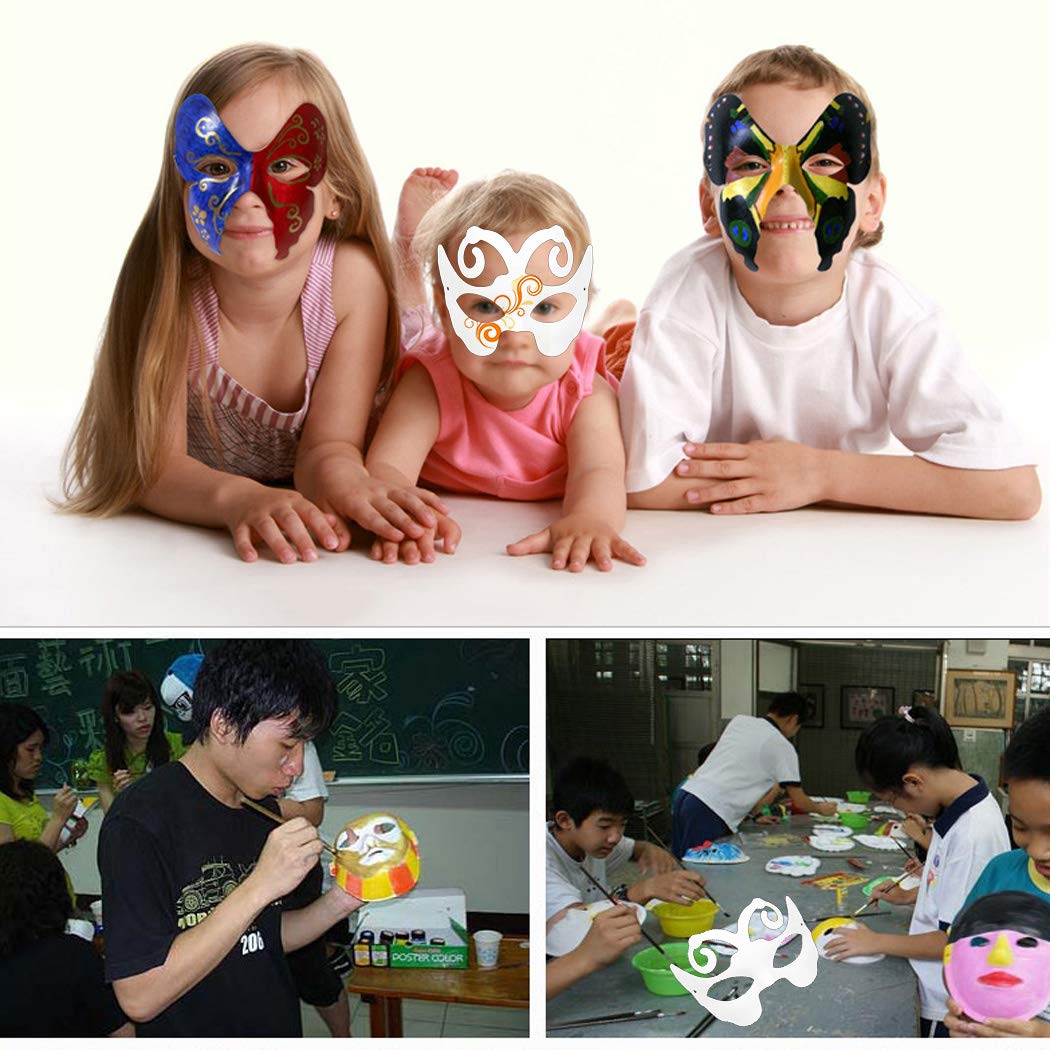 ZOYLINK 12pcs Masque de Partie Peinture Vierge Bricolage Assortis Types Masque de Costume pour Halloween
