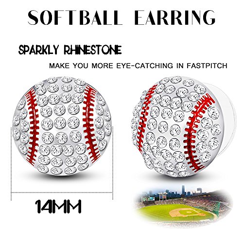 Thunaraz 2Pairs Baseball Earrings for Women Unisex CZ Baseball Earrings Softball Earrings for Women Men