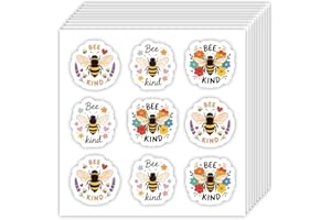 OLYCRAFT 180Pcs Bee Kind Stickers 20 Sheets Cartoon Bee Self-adhesive Scrapbooking Stickers Bees Themed Decorative Labels Flo